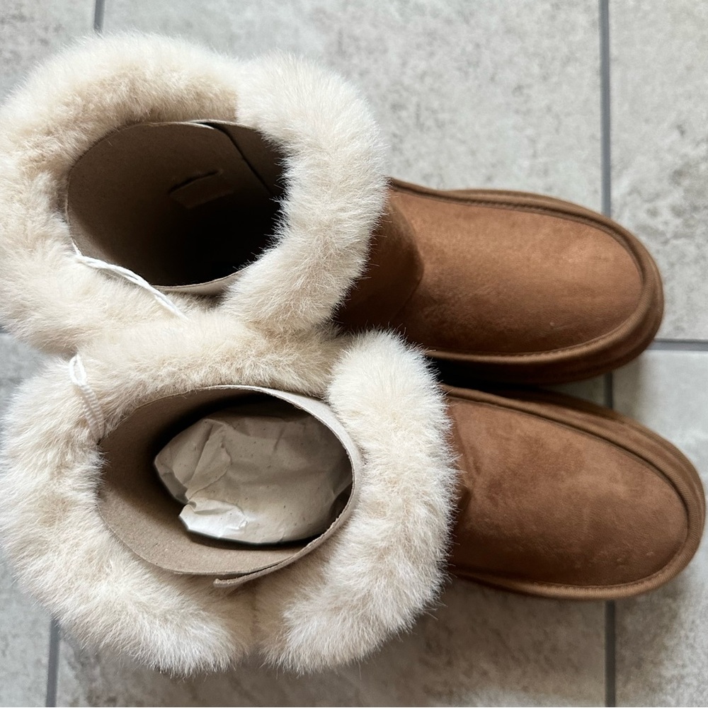 NWT AMERICAN EAGLE size 8 Women’s Brown Fuzz Lined Winter Boots - Picture 4 of 5